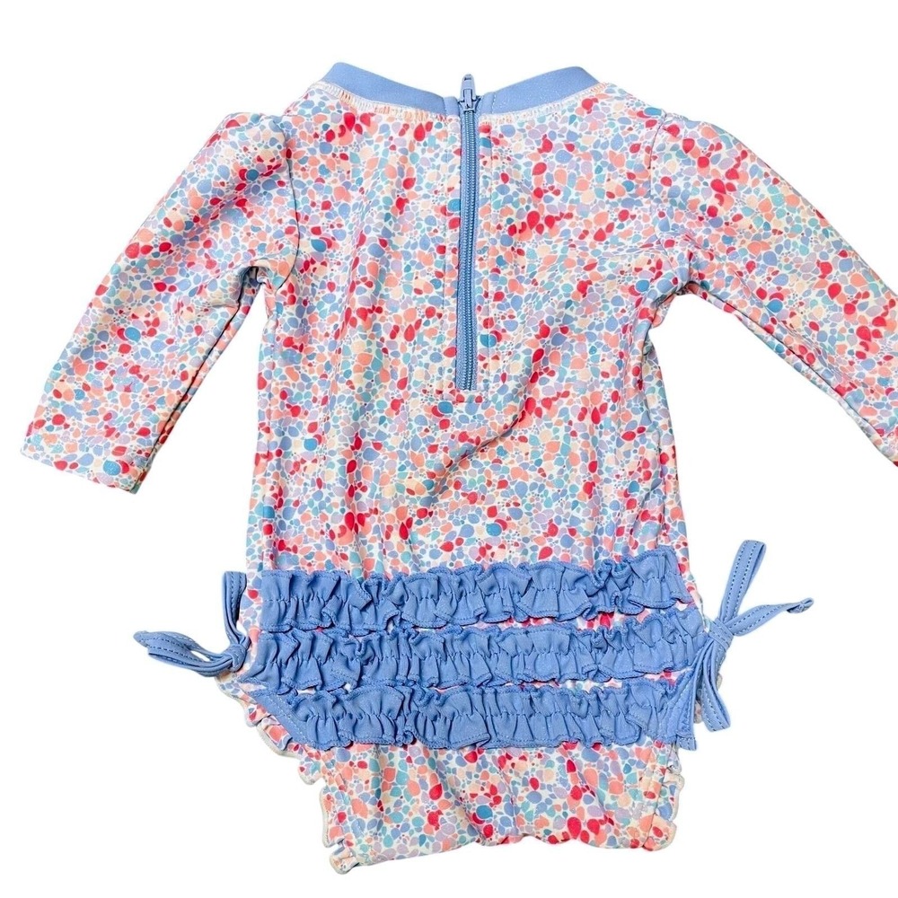$38 RuffleButts Rash Guard Swimsuit Multi Color Ruffled Baby Girls 0-3M Beach - Picture 2 of 3